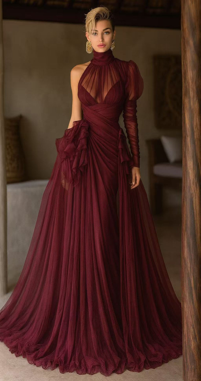 Burgundy Istanbul Nights Nocturne gown by muselula — front view