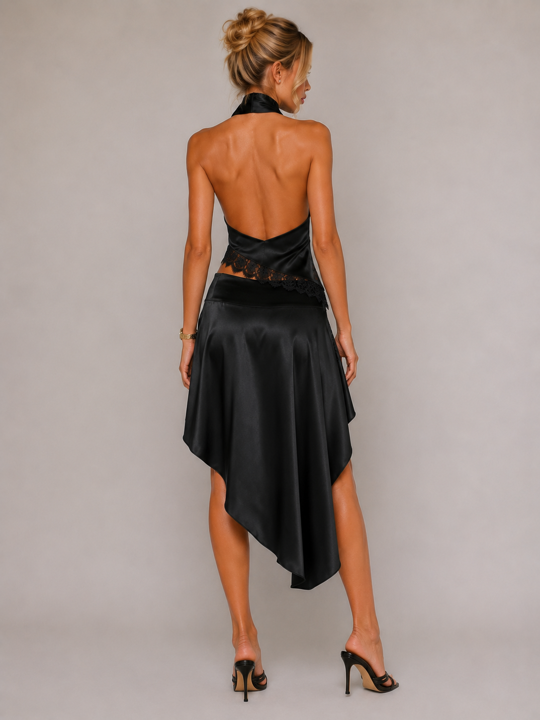 Black Lace Cocktail Midi Dress